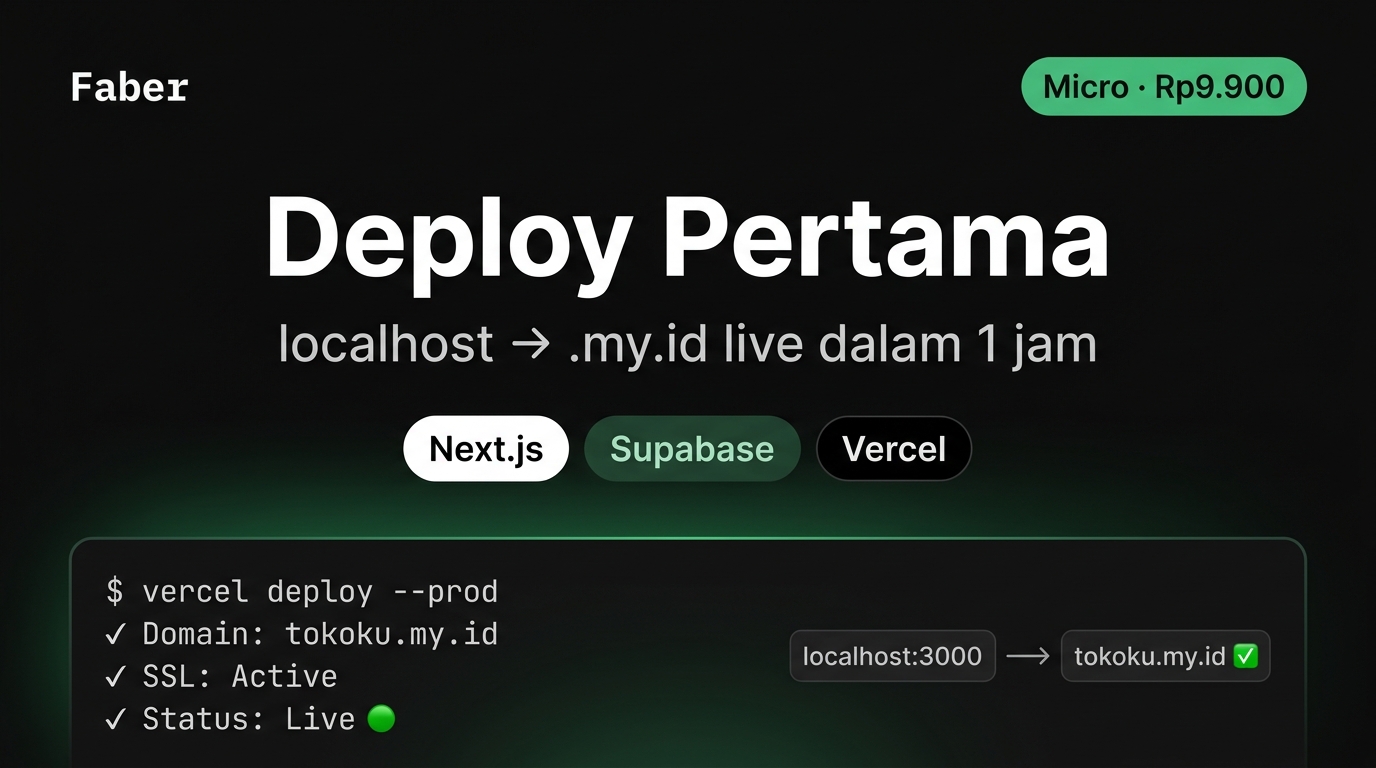 Deploy Pertama — Next.js + Supabase + Domain .my.id Live dalam 1 Jam